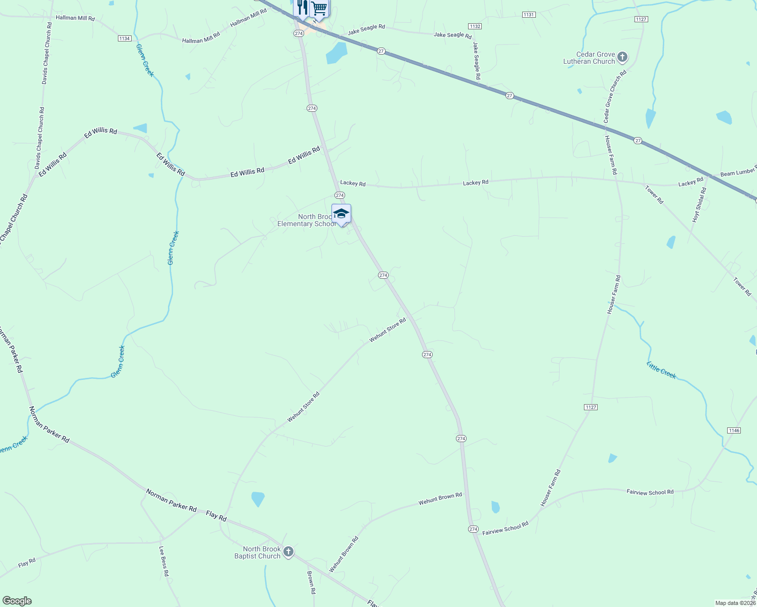 map of restaurants, bars, coffee shops, grocery stores, and more near 850 North Carolina 274 in Cherryville
