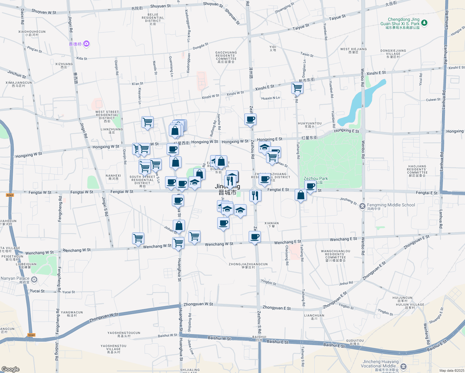 map of restaurants, bars, coffee shops, grocery stores, and more near in Jincheng