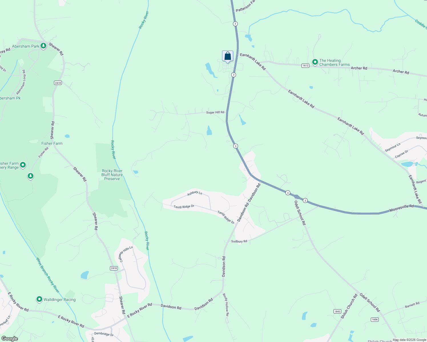 map of restaurants, bars, coffee shops, grocery stores, and more near 11355 Mooresville Road in Davidson