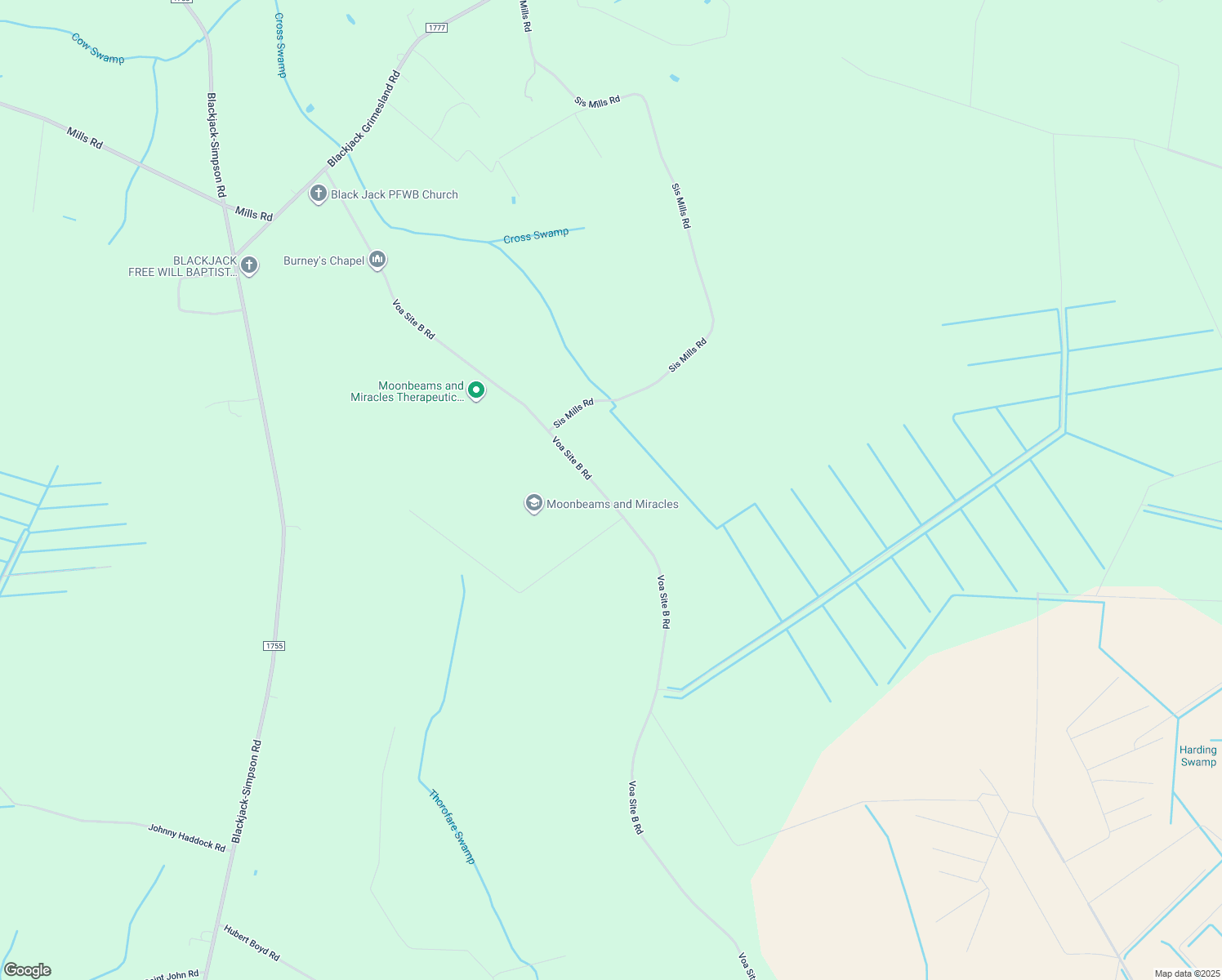 map of restaurants, bars, coffee shops, grocery stores, and more near 3021 Voa Site B Rd in Grimesland