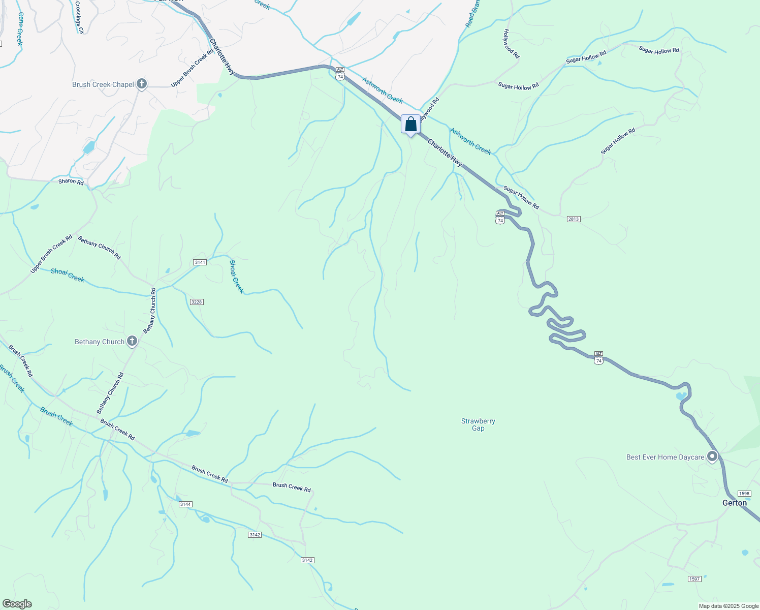 map of restaurants, bars, coffee shops, grocery stores, and more near 99999 Charlotte Highway in Fairview
