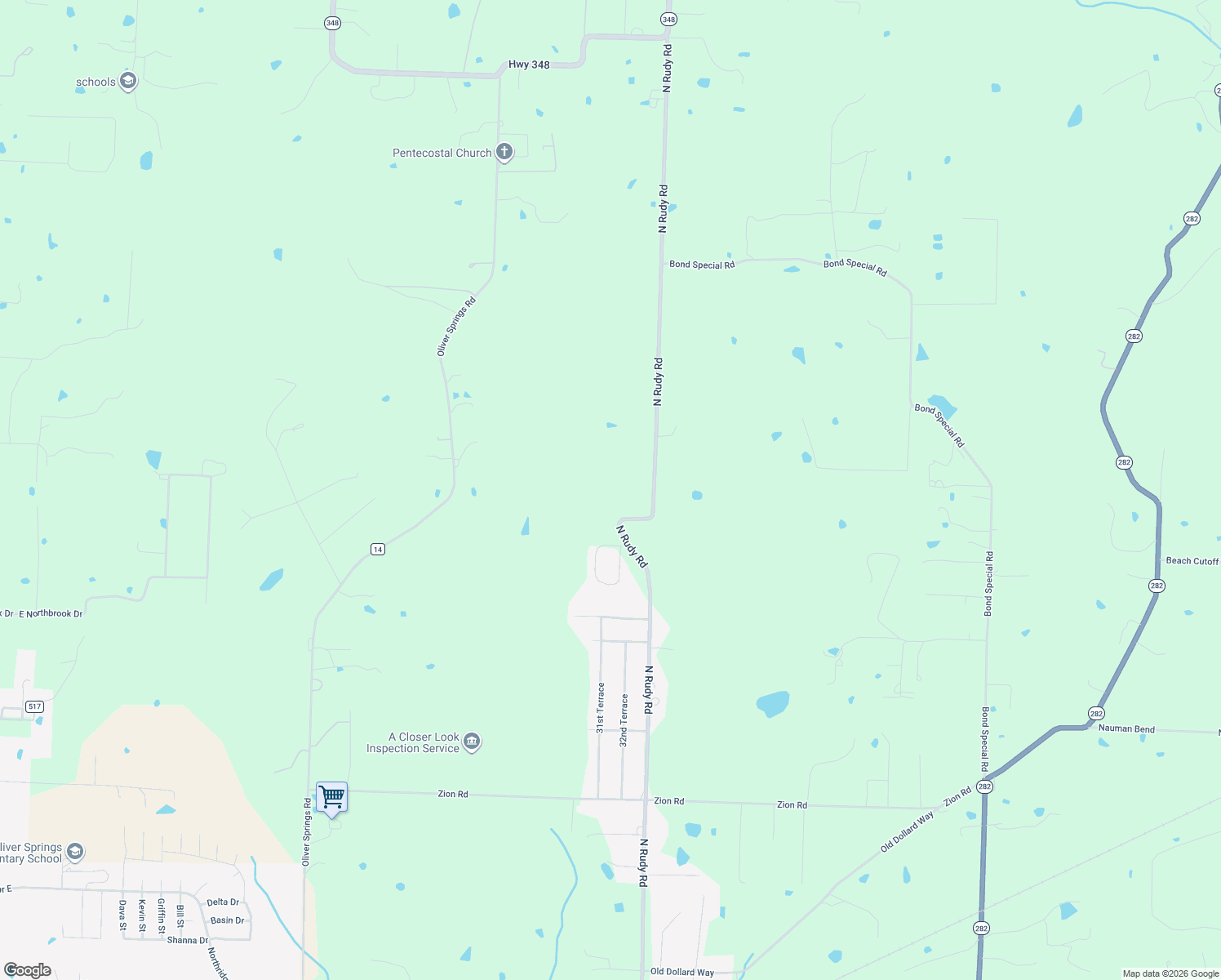 map of restaurants, bars, coffee shops, grocery stores, and more near 4015 North Rudy Road in Van Buren