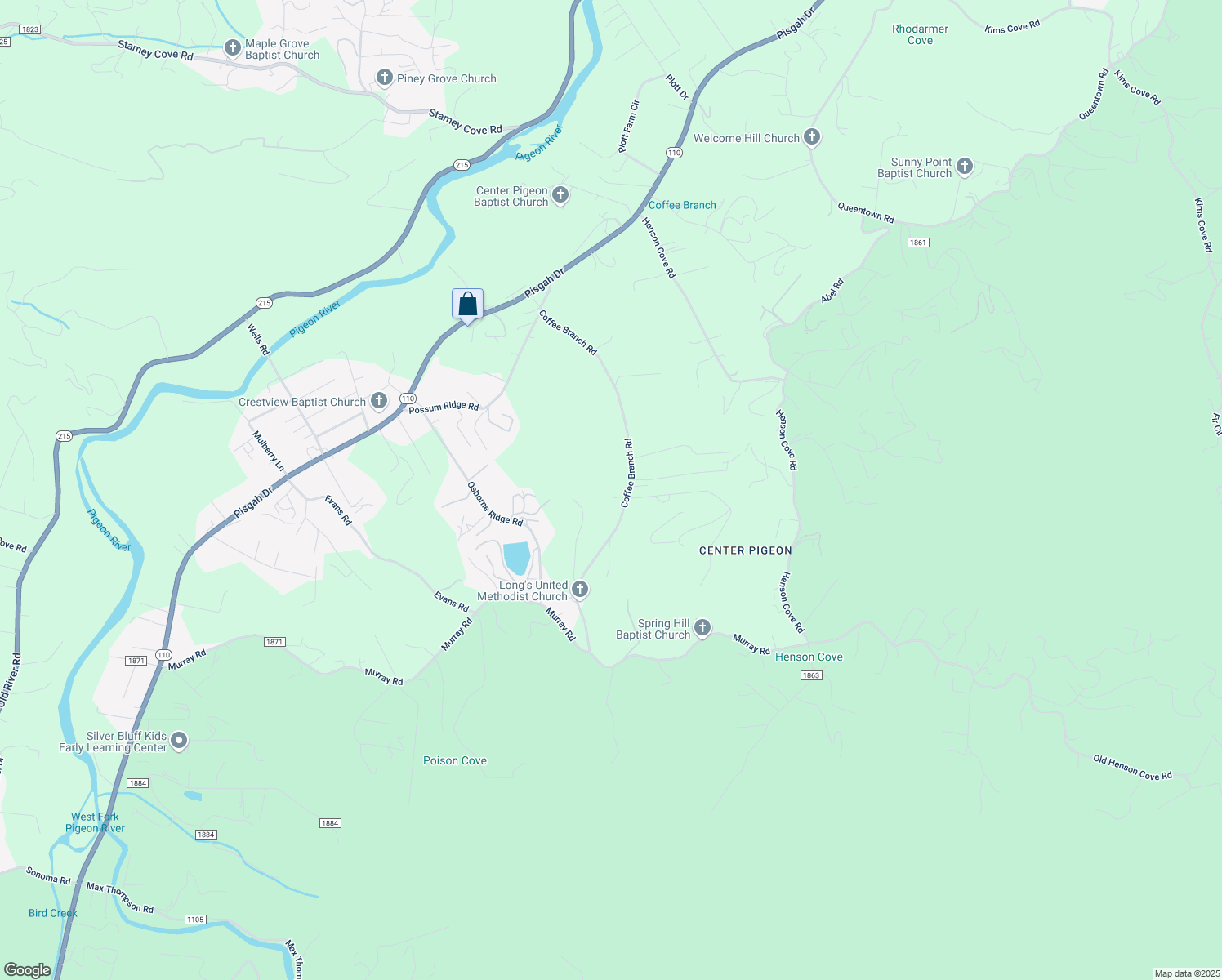 map of restaurants, bars, coffee shops, grocery stores, and more near 760 Coffee Branch Road in Canton