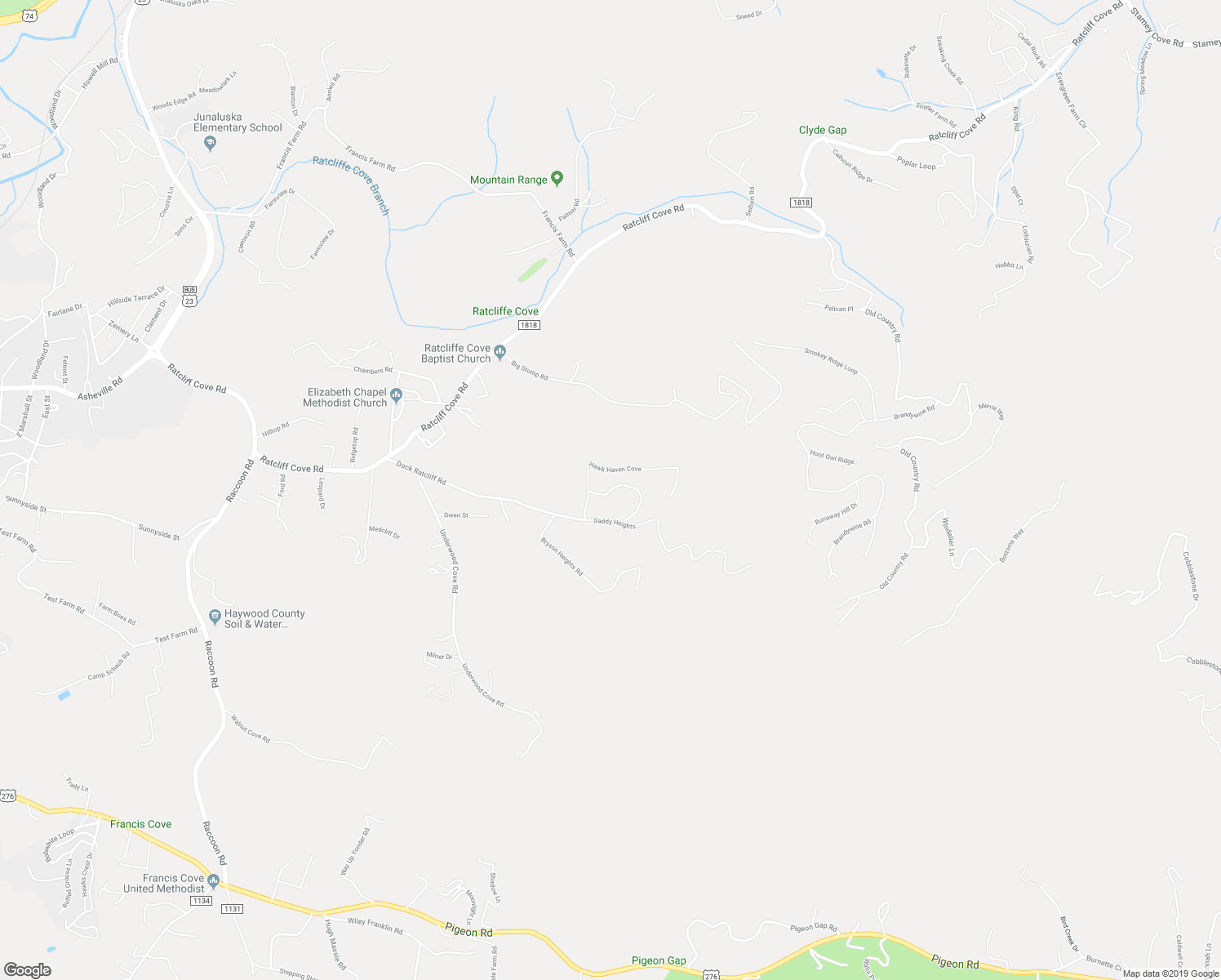 map of restaurants, bars, coffee shops, grocery stores, and more near 81 Dazzling Brook Lane in Waynesville