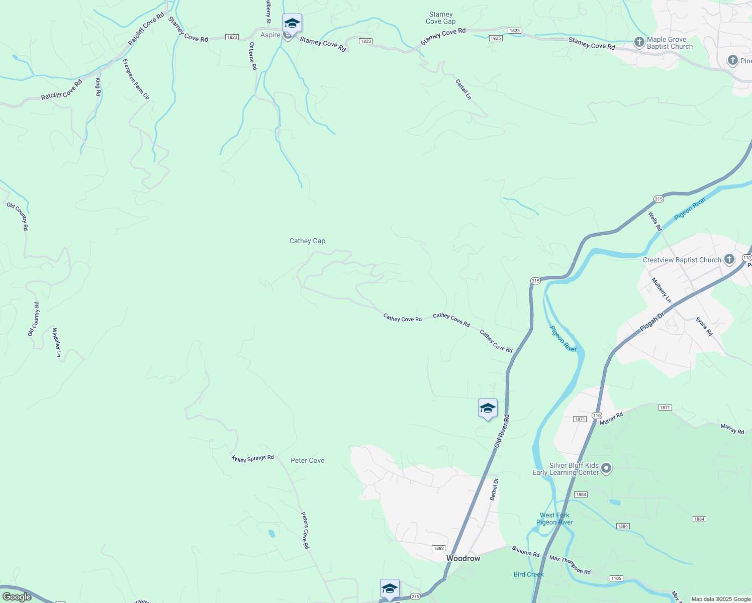 map of restaurants, bars, coffee shops, grocery stores, and more near 710 Cathey Cove Road in Waynesville