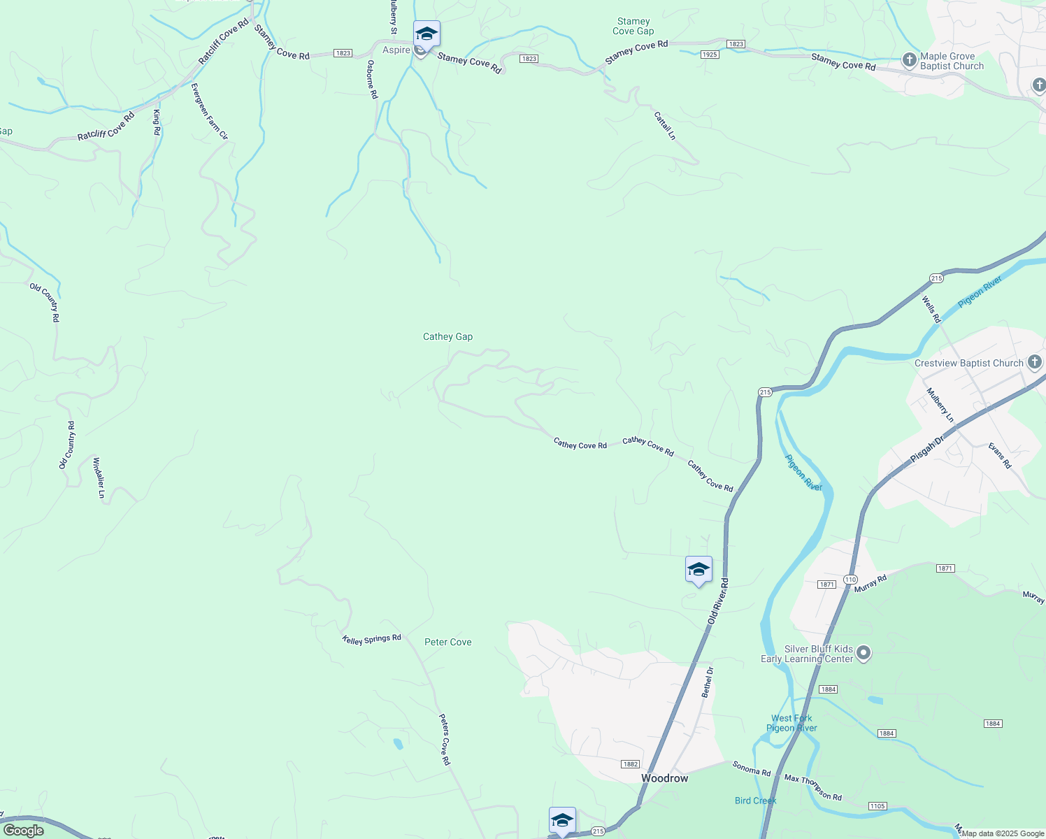 map of restaurants, bars, coffee shops, grocery stores, and more near 836 Cathey Cove Road in Waynesville