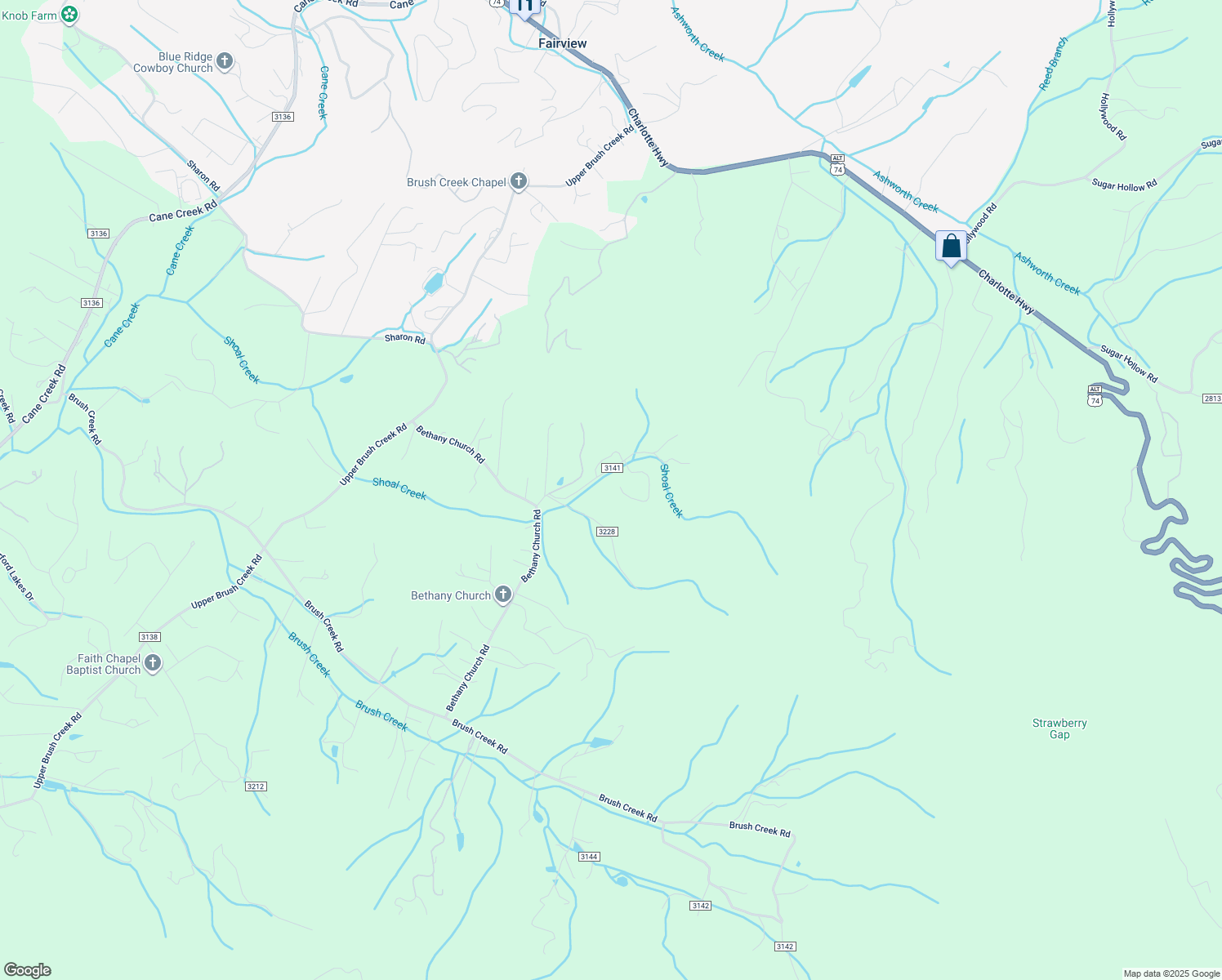map of restaurants, bars, coffee shops, grocery stores, and more near 22 Mountain Country Acres in Fairview