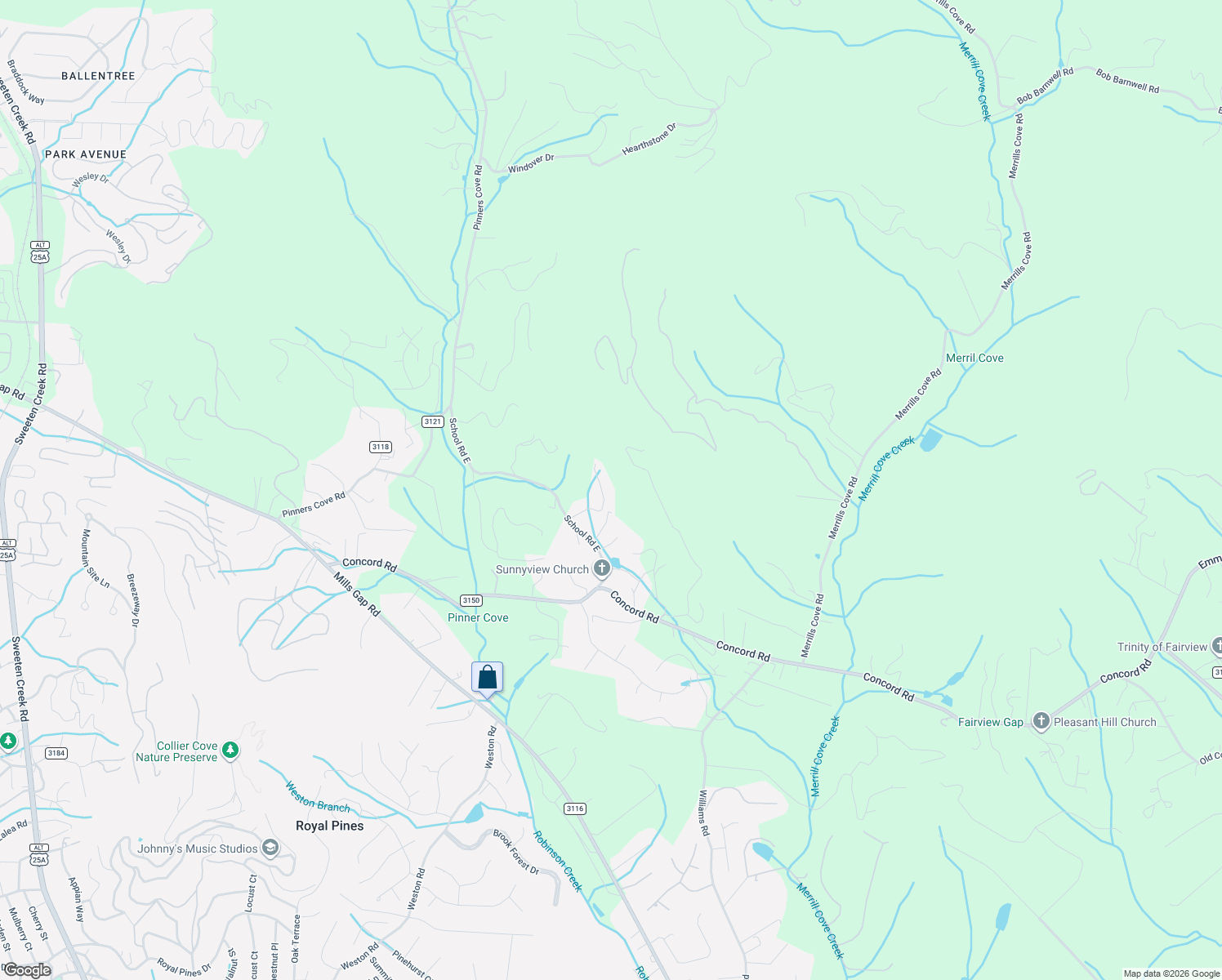 map of restaurants, bars, coffee shops, grocery stores, and more near 26 Hare Ridge in Asheville