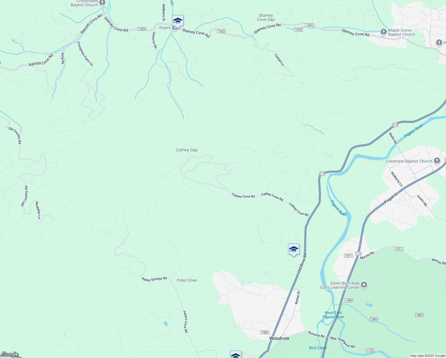 map of restaurants, bars, coffee shops, grocery stores, and more near 710 Cathey Cove Road in Waynesville
