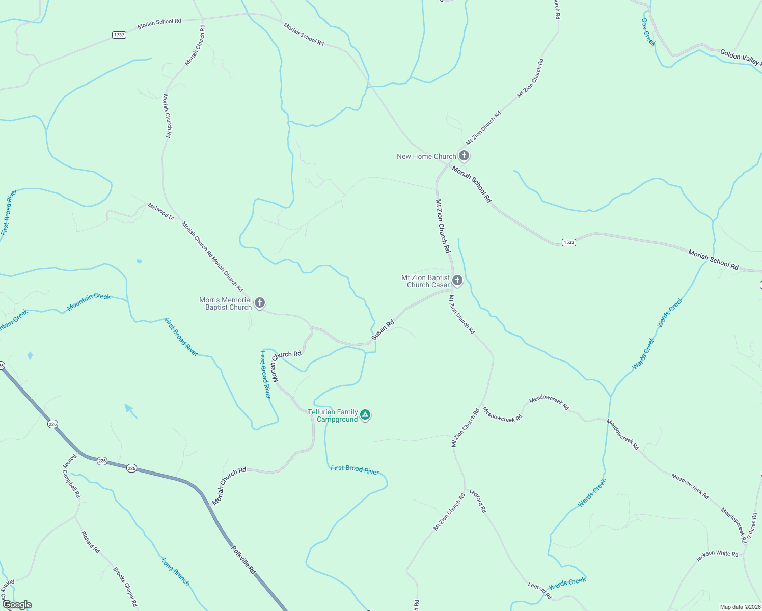 map of restaurants, bars, coffee shops, grocery stores, and more near 130 Susan Road in Casar