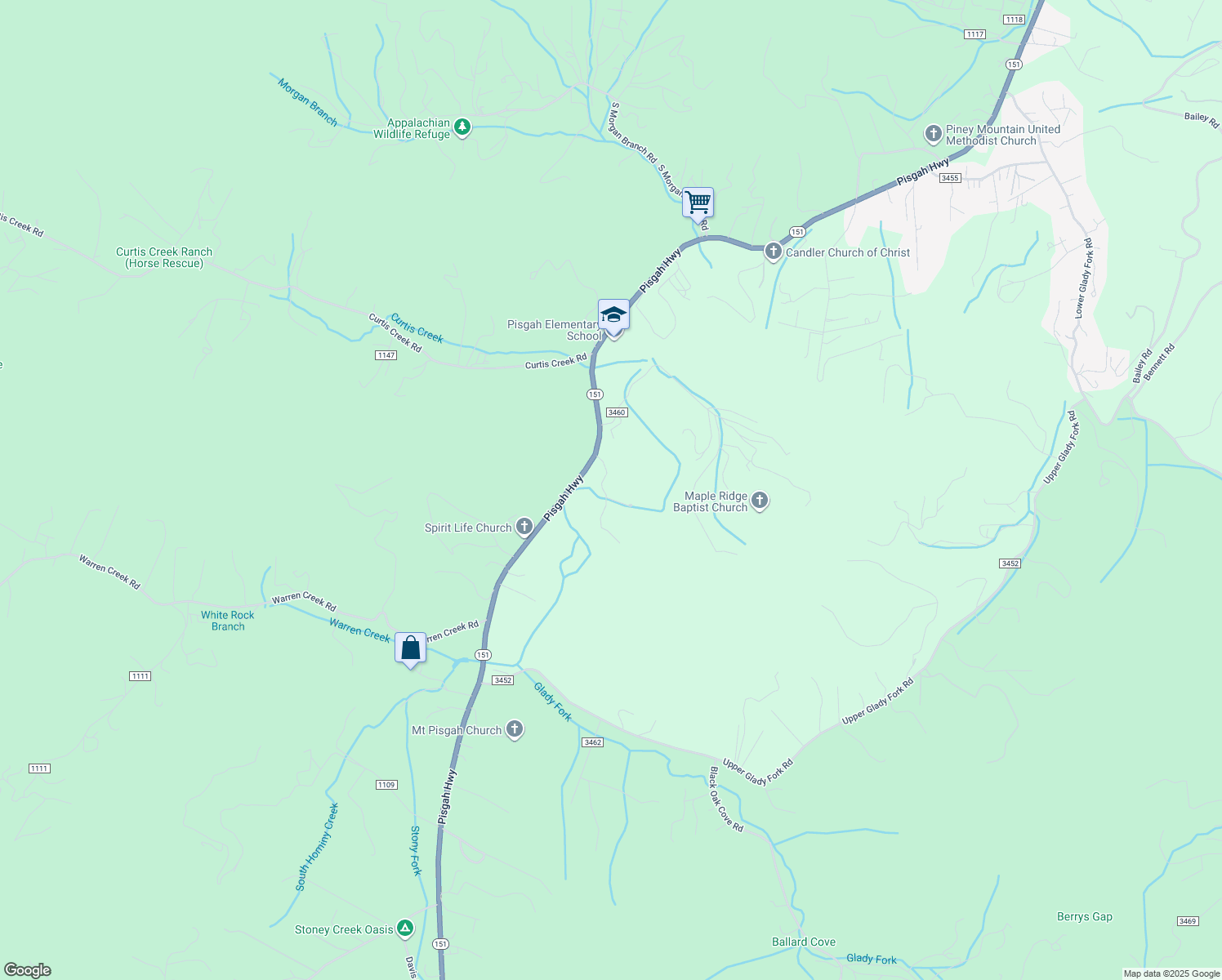 map of restaurants, bars, coffee shops, grocery stores, and more near 30 Emma's Cove Road in Candler