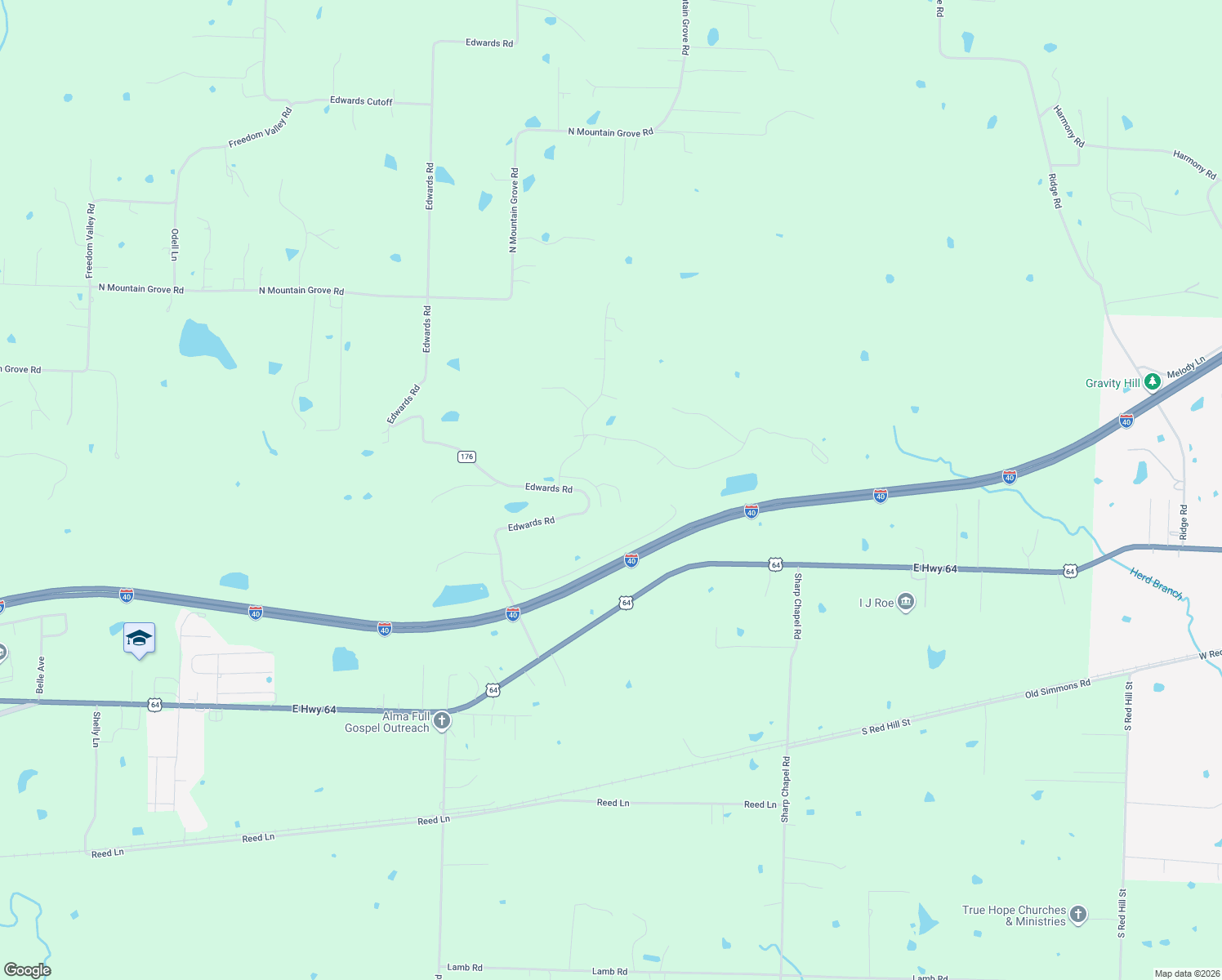 map of restaurants, bars, coffee shops, grocery stores, and more near 3219 Green Way in Alma