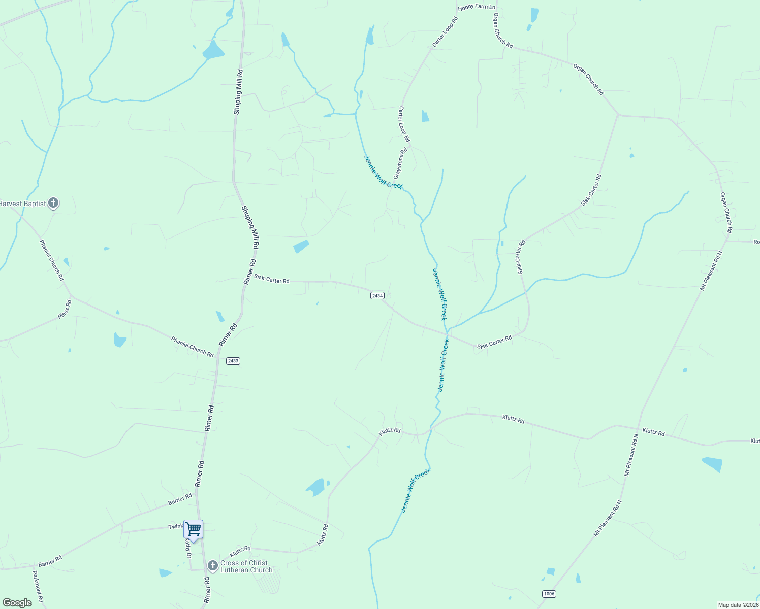 map of restaurants, bars, coffee shops, grocery stores, and more near 6700 Sisk Carter Road in Rockwell