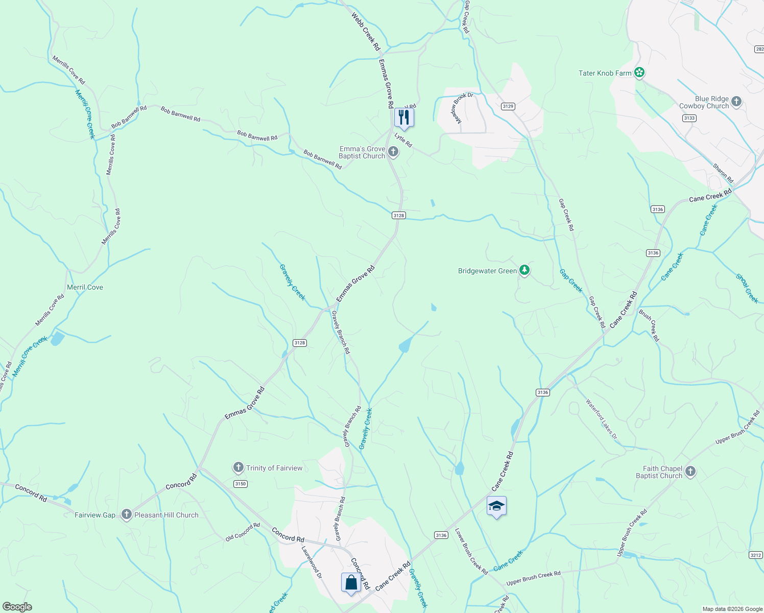 map of restaurants, bars, coffee shops, grocery stores, and more near 9 Wrights Meadow Drive in Fletcher