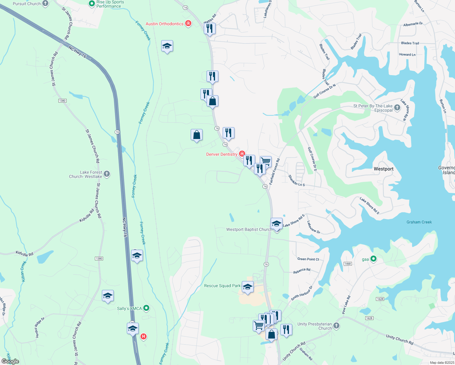 map of restaurants, bars, coffee shops, grocery stores, and more near Old Post Road in Denver