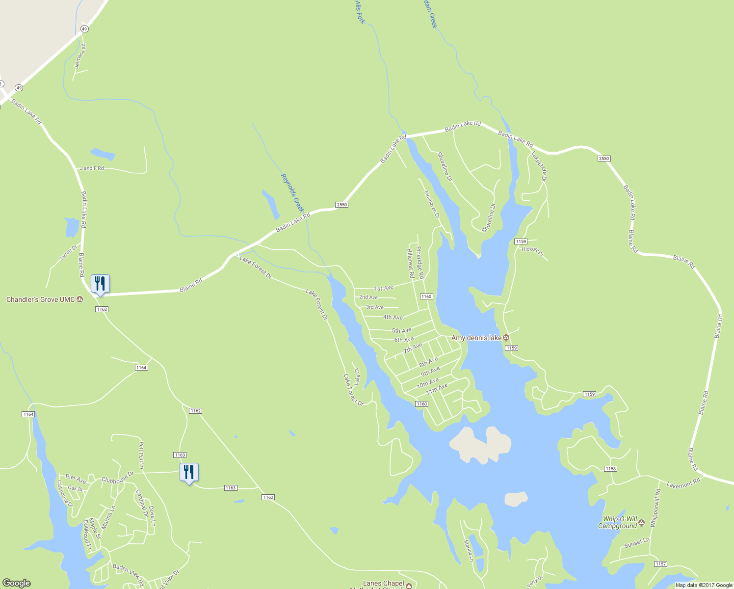 map of restaurants, bars, coffee shops, grocery stores, and more near 121 2nd Avenue in New London