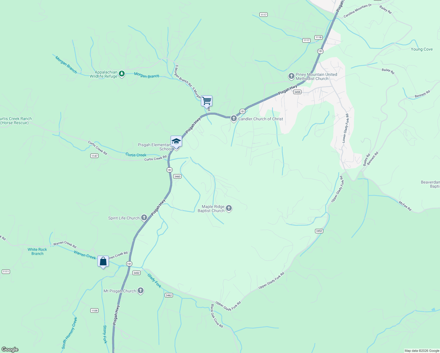 map of restaurants, bars, coffee shops, grocery stores, and more near 125 Medford Branch Road in Candler