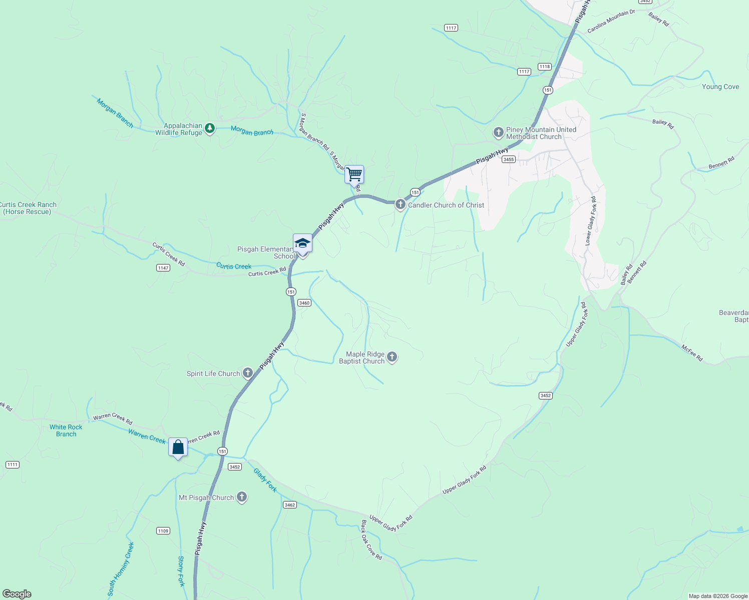 map of restaurants, bars, coffee shops, grocery stores, and more near 125 Medford Branch Road in Candler