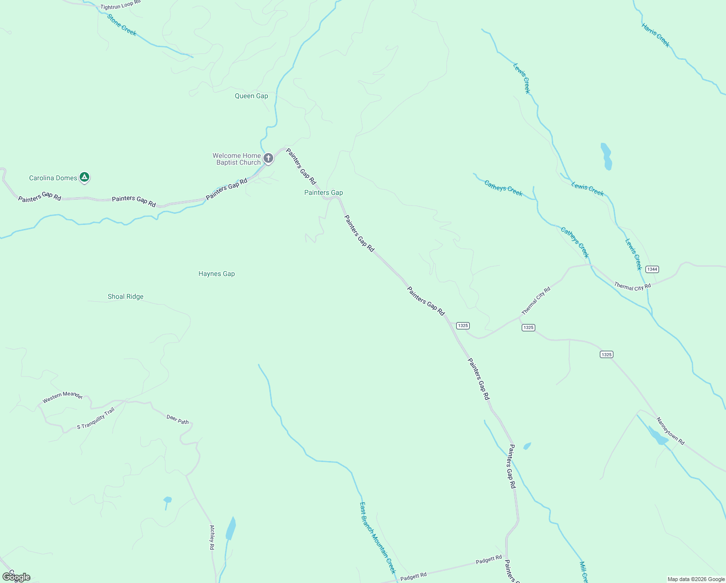 map of restaurants, bars, coffee shops, grocery stores, and more near 2921 Painters Gap Road in Union Mills