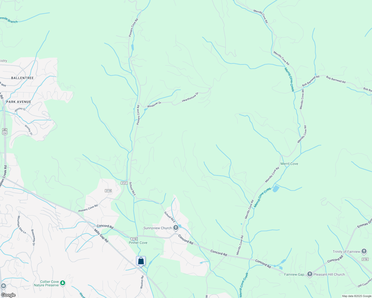 map of restaurants, bars, coffee shops, grocery stores, and more near 298 Merrills Chase Road in Asheville