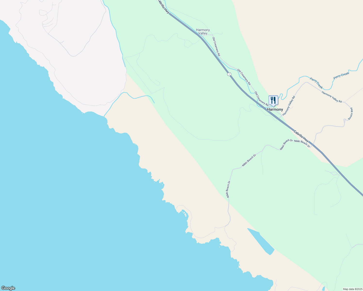 map of restaurants, bars, coffee shops, grocery stores, and more near in Harmony