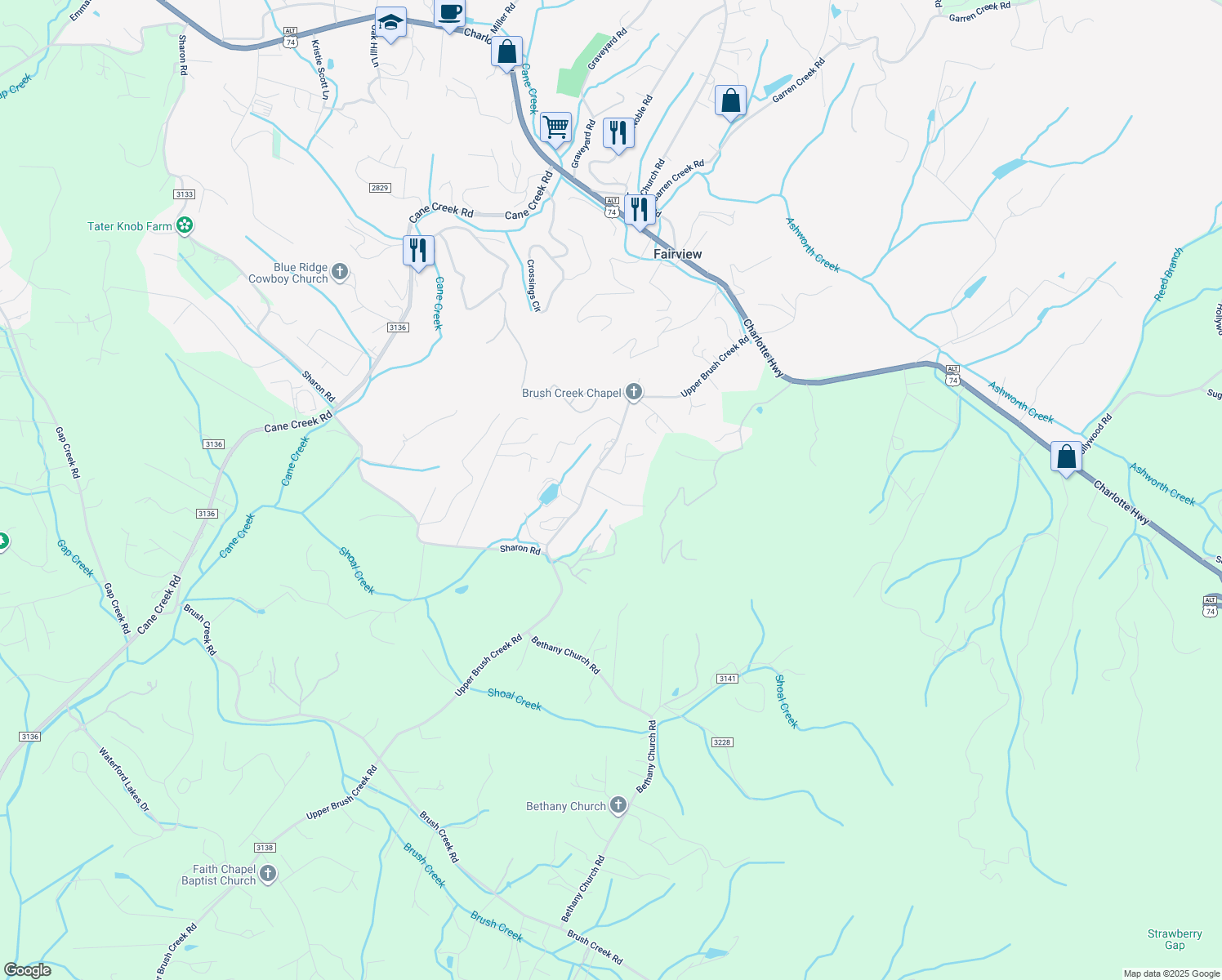 map of restaurants, bars, coffee shops, grocery stores, and more near 6 Landon Road in Fairview