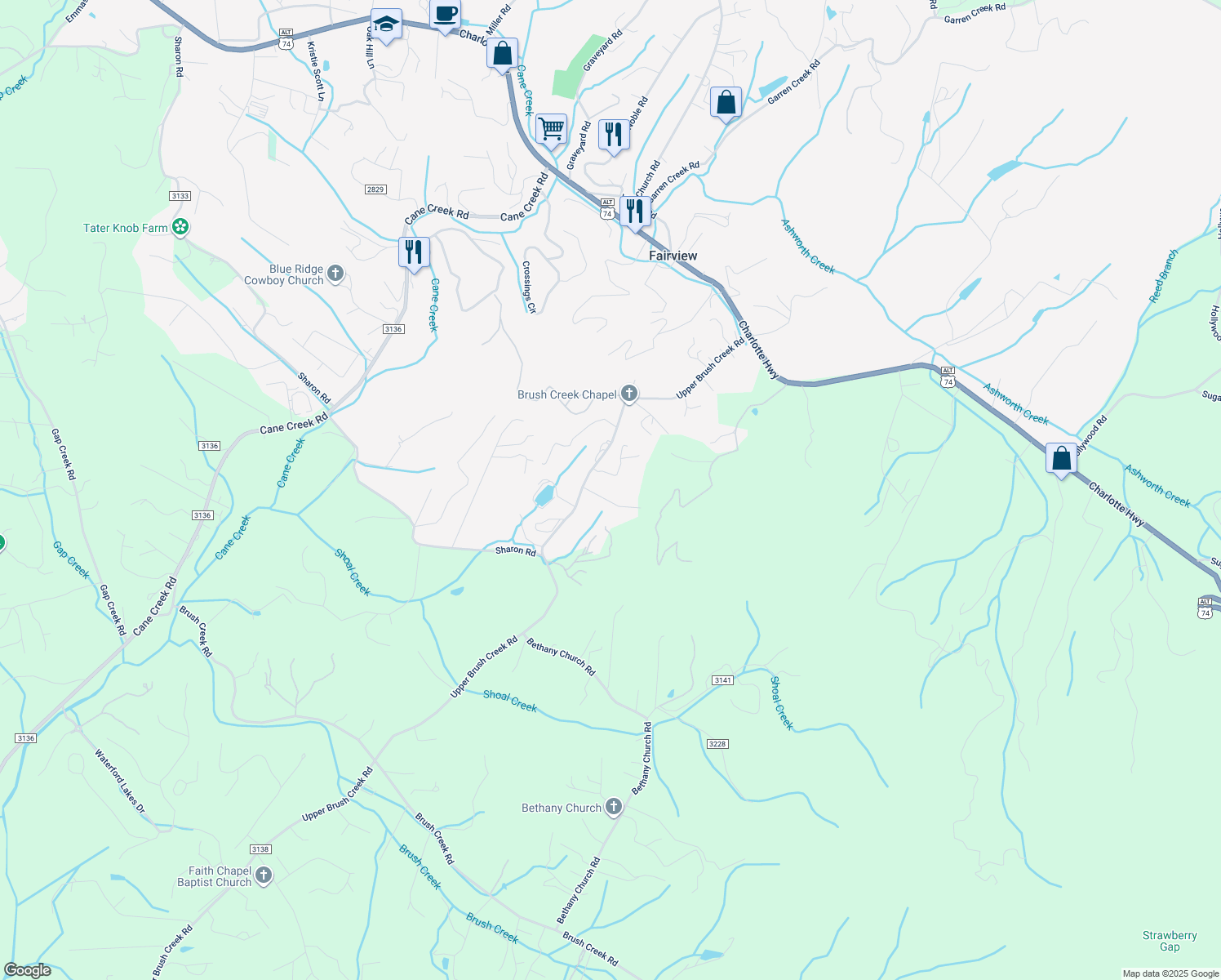 map of restaurants, bars, coffee shops, grocery stores, and more near 6 Landon Road in Fairview