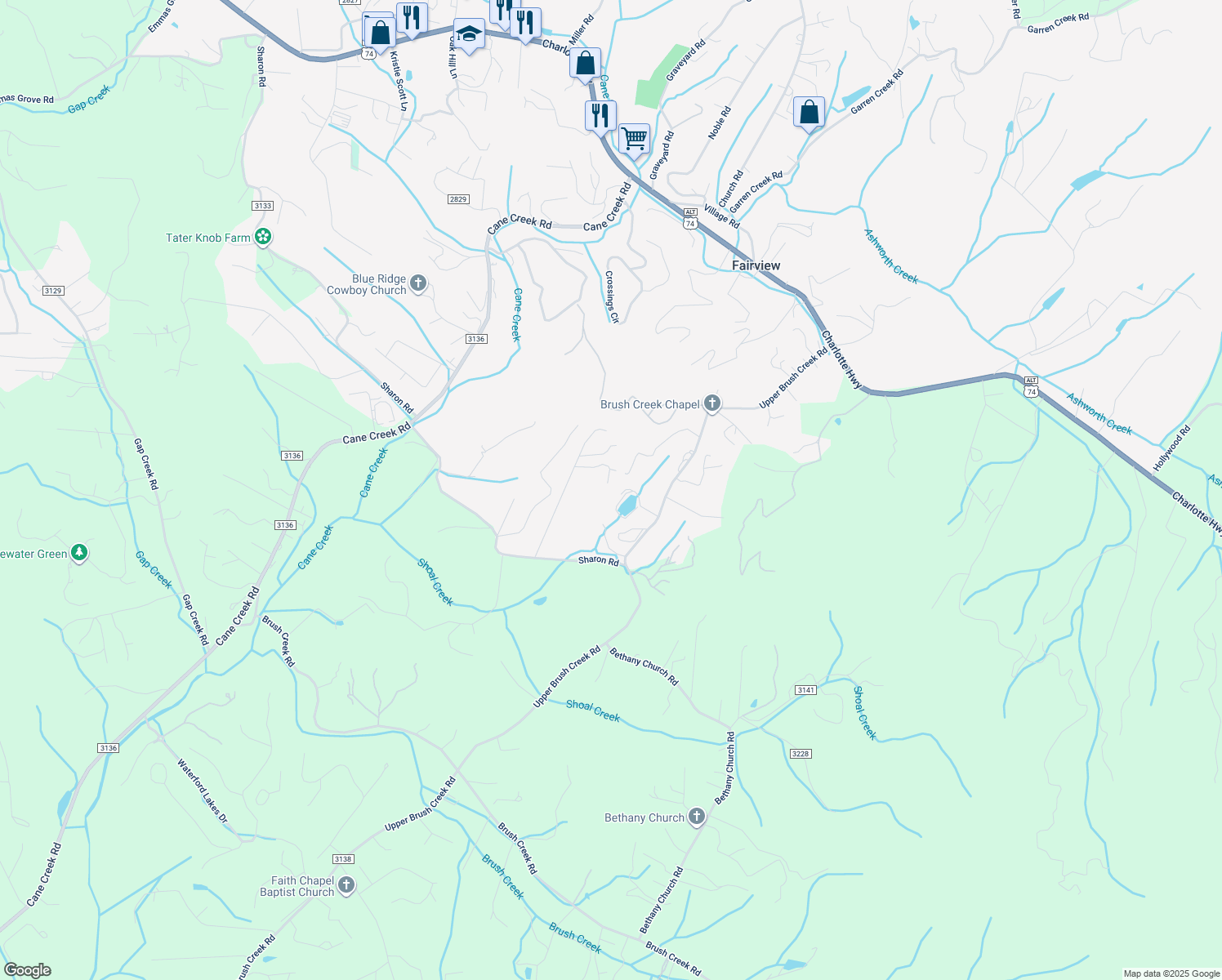 map of restaurants, bars, coffee shops, grocery stores, and more near 18 Emerald Drive in Fairview