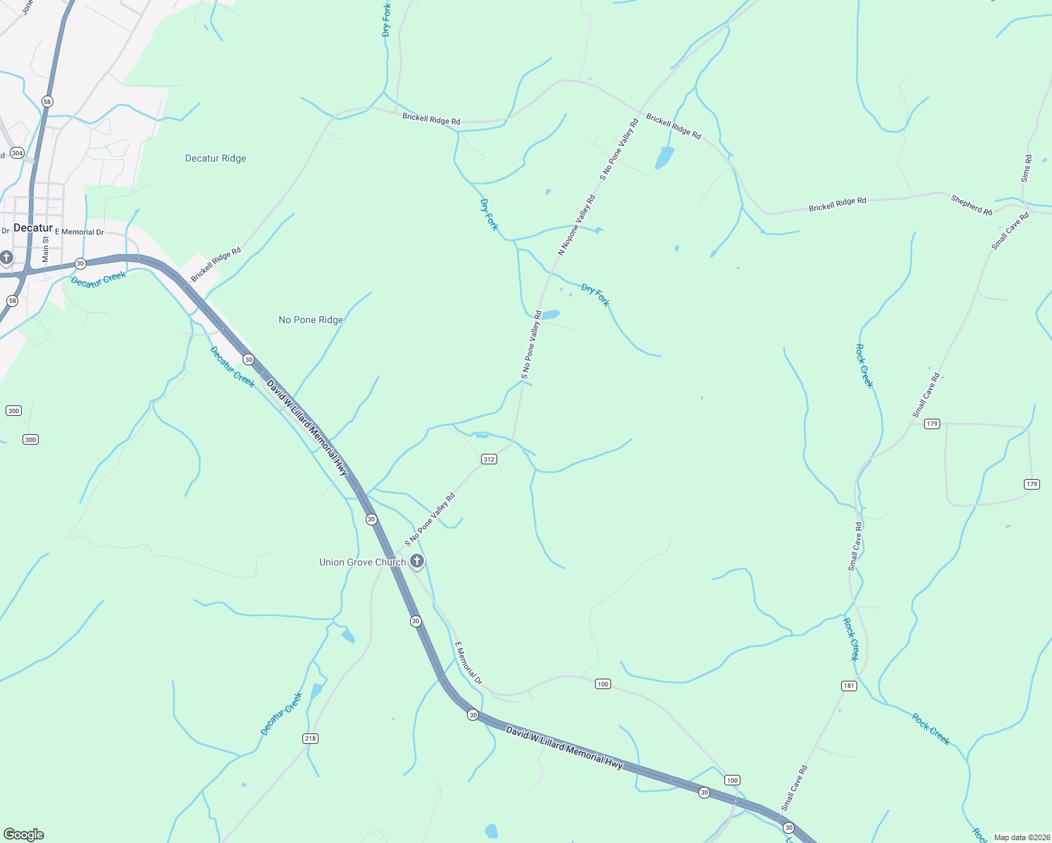 map of restaurants, bars, coffee shops, grocery stores, and more near 12320 North Nopone Valley Road in Decatur