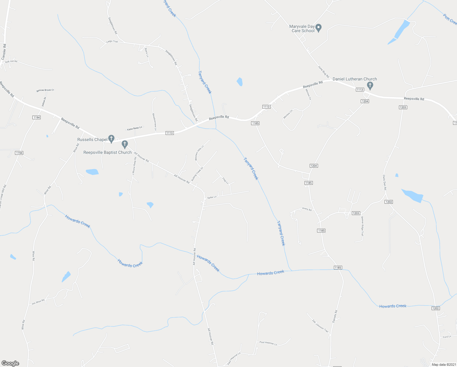 map of restaurants, bars, coffee shops, grocery stores, and more near Flag Lane in Vale