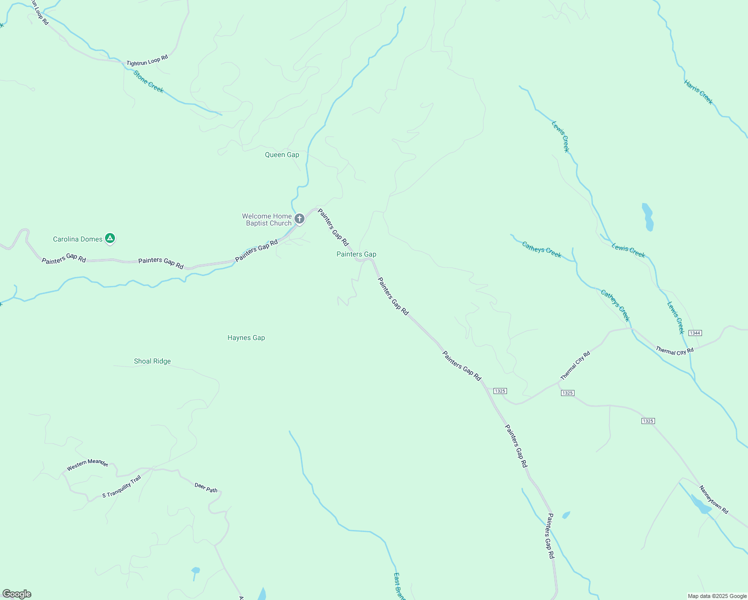 map of restaurants, bars, coffee shops, grocery stores, and more near 3207 Painters Gap Road in Union Mills