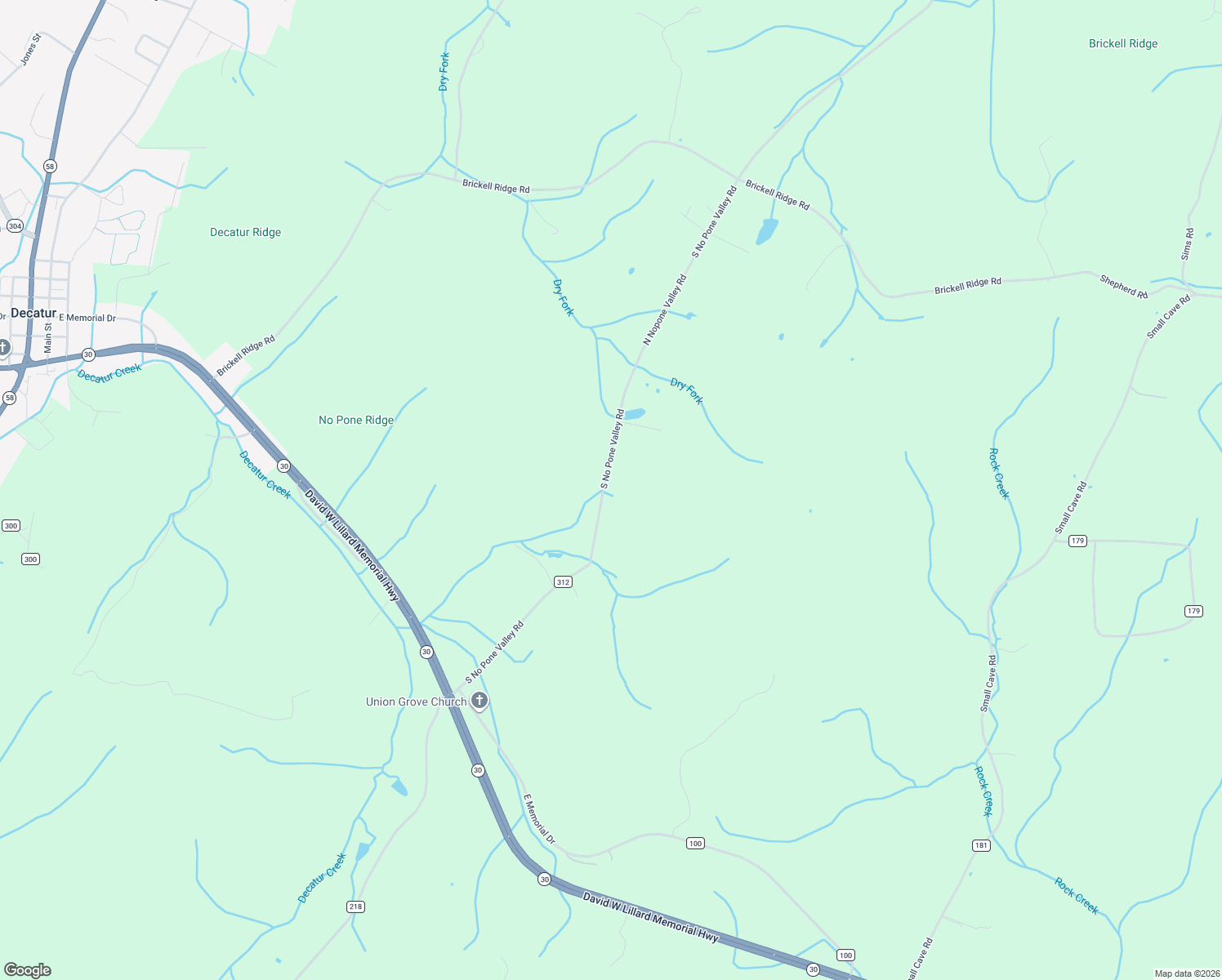 map of restaurants, bars, coffee shops, grocery stores, and more near 12320 North Nopone Valley Road in Decatur