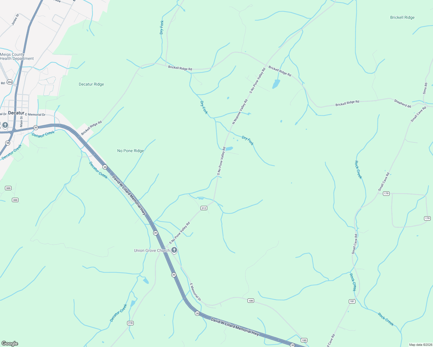 map of restaurants, bars, coffee shops, grocery stores, and more near 12456 North Nopone Valley Road in Decatur