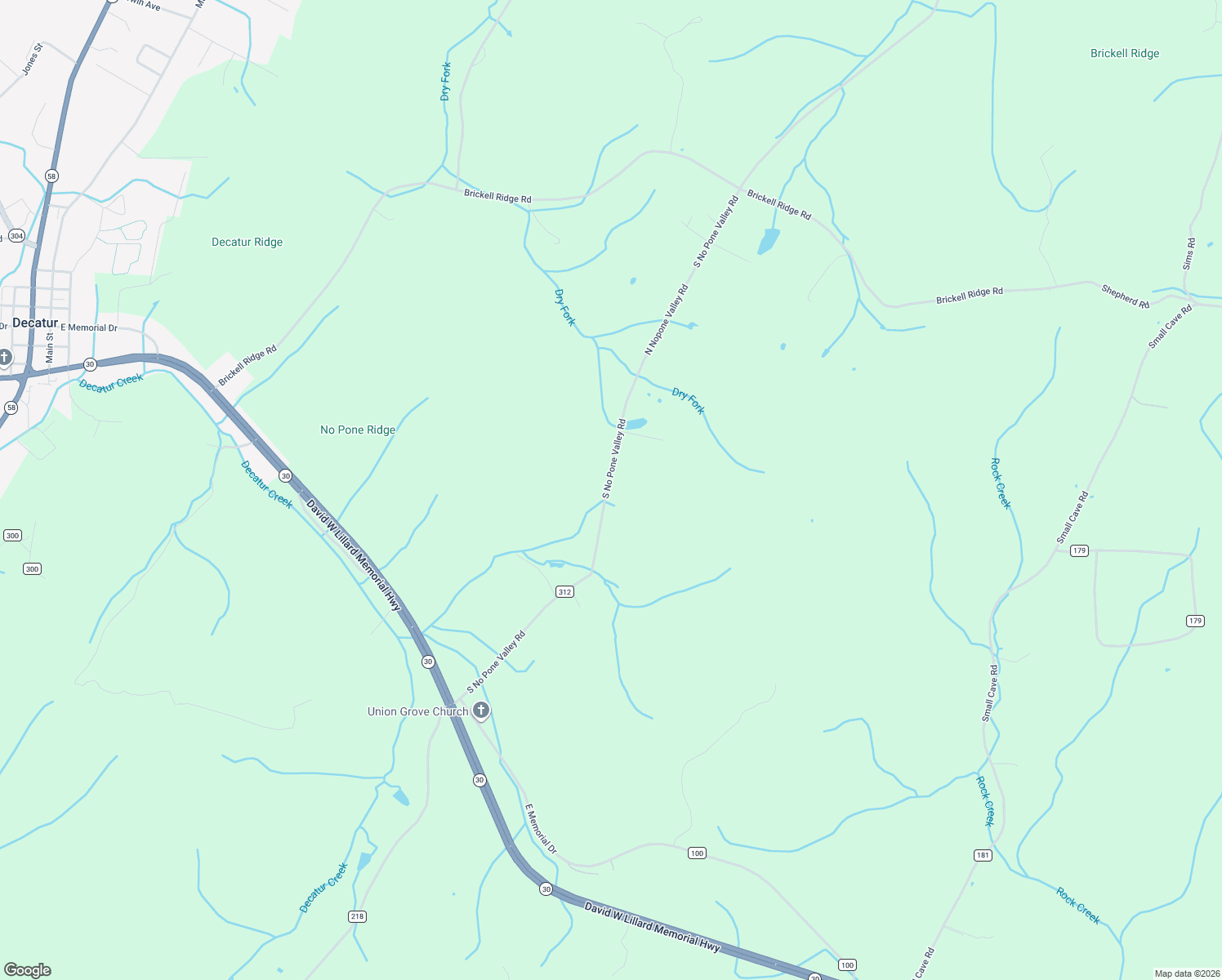 map of restaurants, bars, coffee shops, grocery stores, and more near 12456 North Nopone Valley Road in Decatur