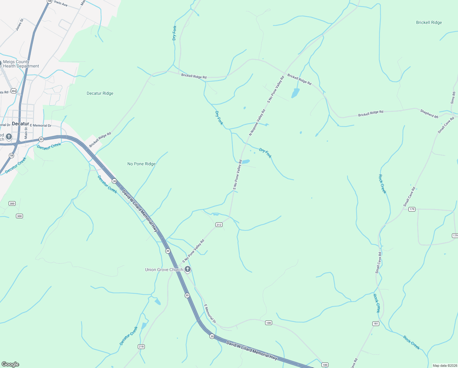 map of restaurants, bars, coffee shops, grocery stores, and more near 12456 North Nopone Valley Road in Decatur