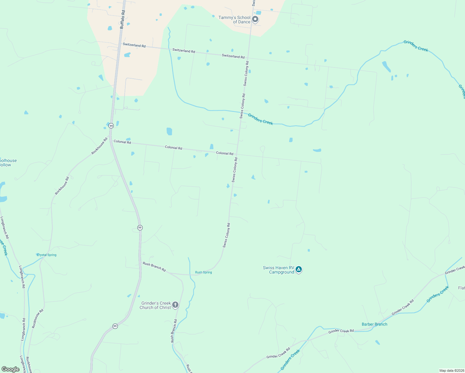 map of restaurants, bars, coffee shops, grocery stores, and more near 798 Swiss Colony Road in Hohenwald