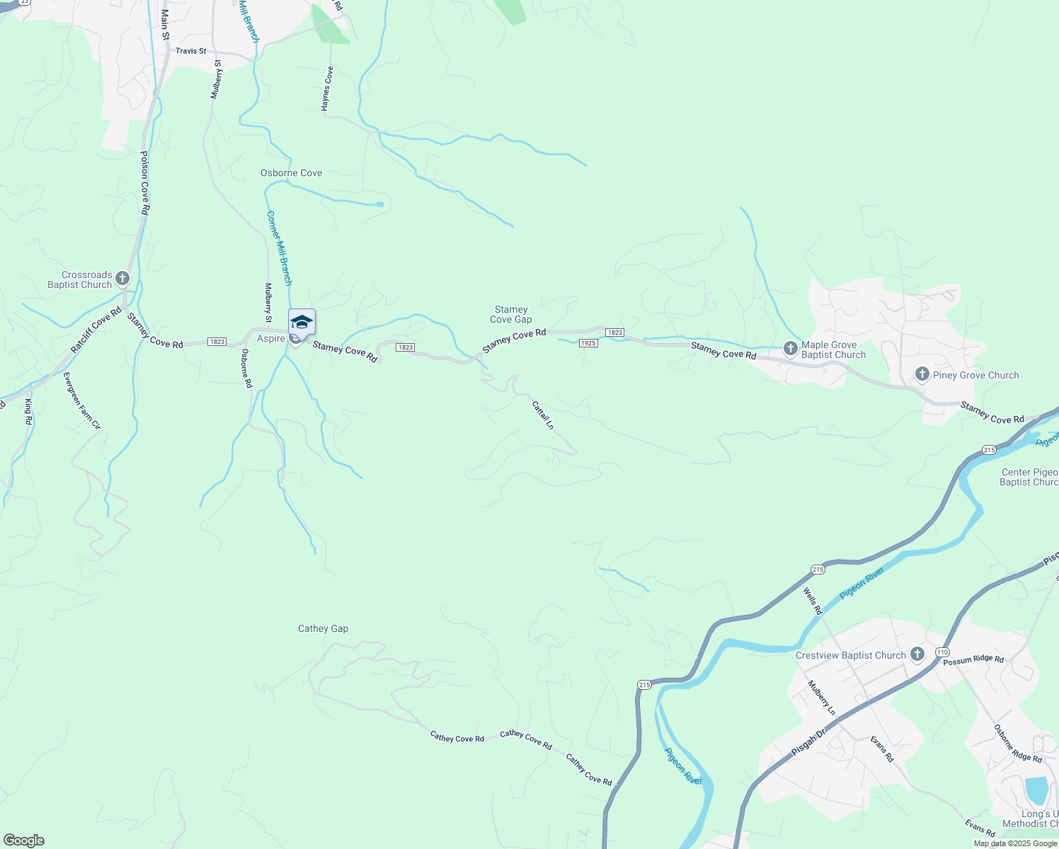 map of restaurants, bars, coffee shops, grocery stores, and more near 906 Cattail Lane in Waynesville