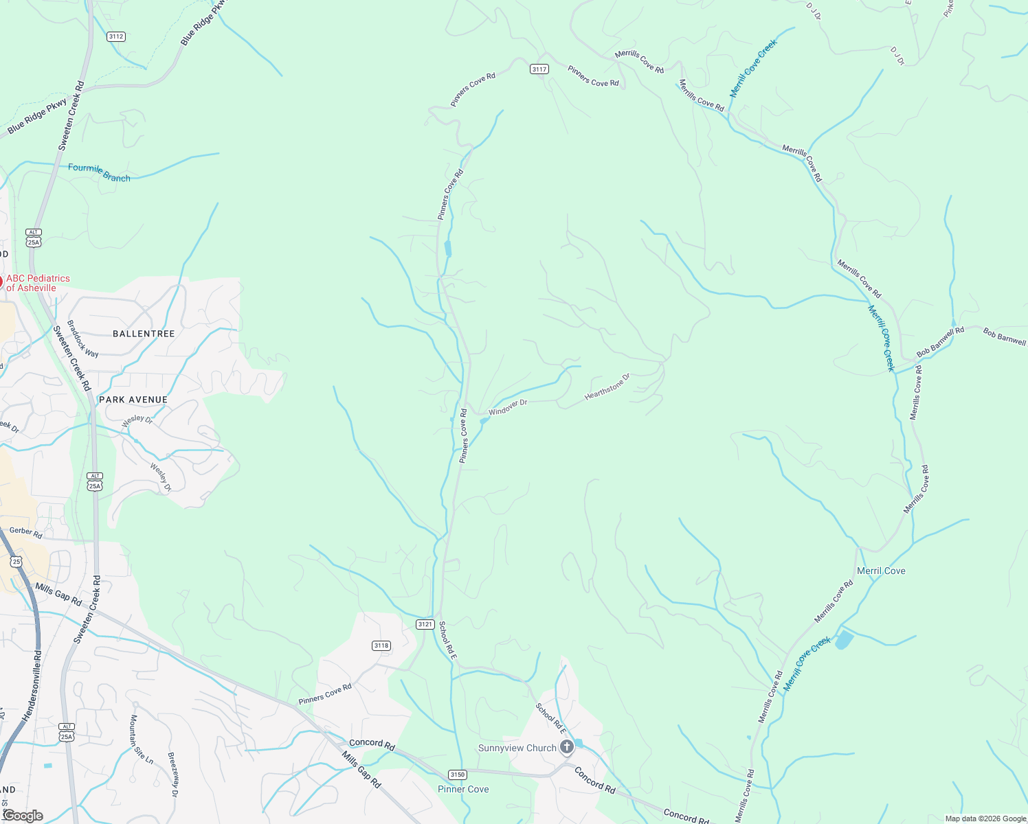 map of restaurants, bars, coffee shops, grocery stores, and more near 49 Windover Drive in Asheville