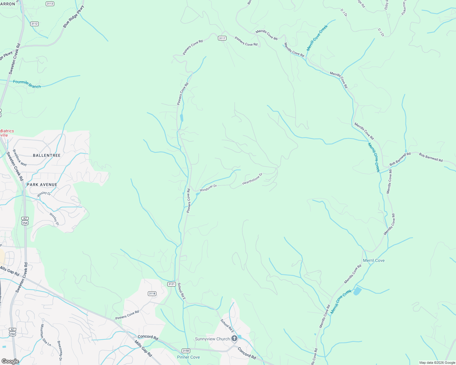 map of restaurants, bars, coffee shops, grocery stores, and more near 56 Windover Drive in Asheville
