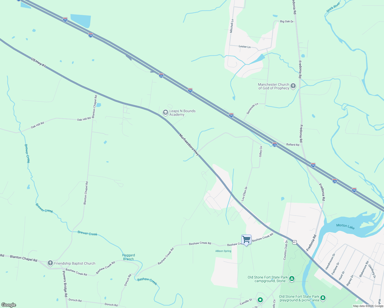 map of restaurants, bars, coffee shops, grocery stores, and more near 3403 Murfreesboro Highway in Manchester
