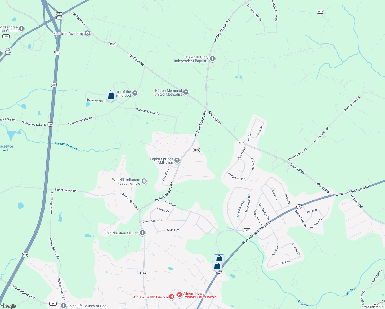 map of restaurants, bars, coffee shops, grocery stores, and more near 1774 McClain Trail in Lincolnton