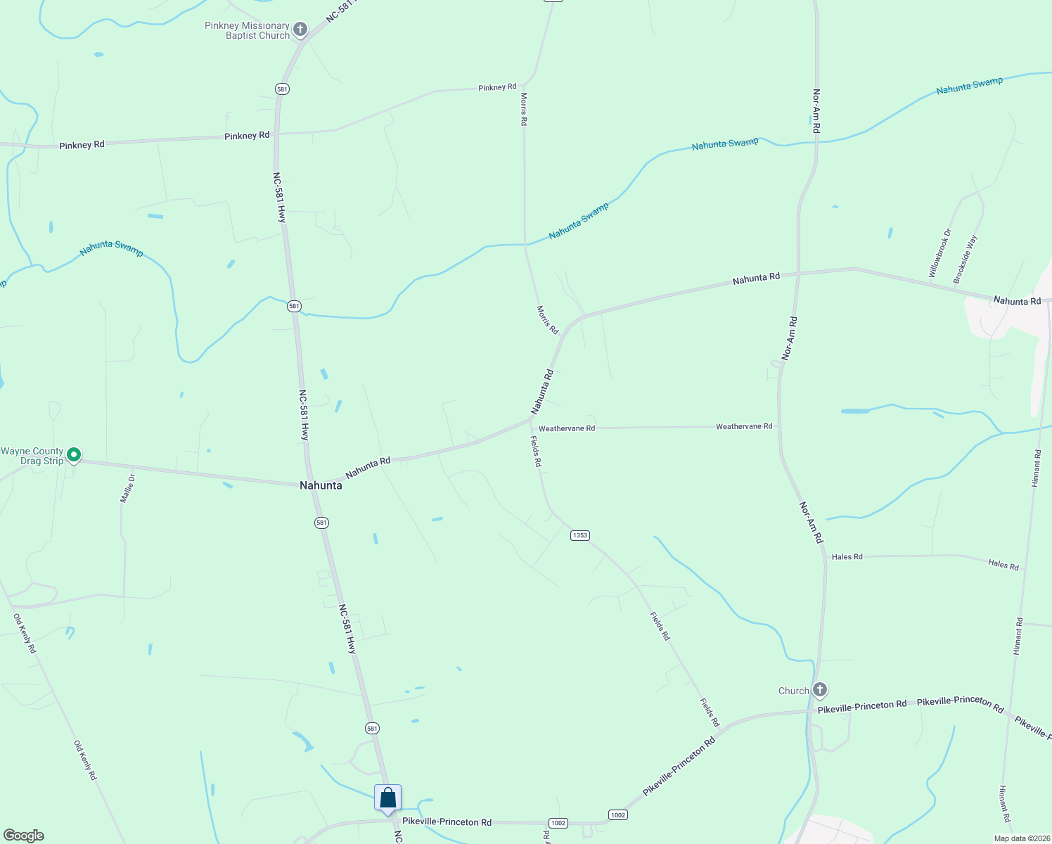 map of restaurants, bars, coffee shops, grocery stores, and more near Nahunta Road in Pikeville