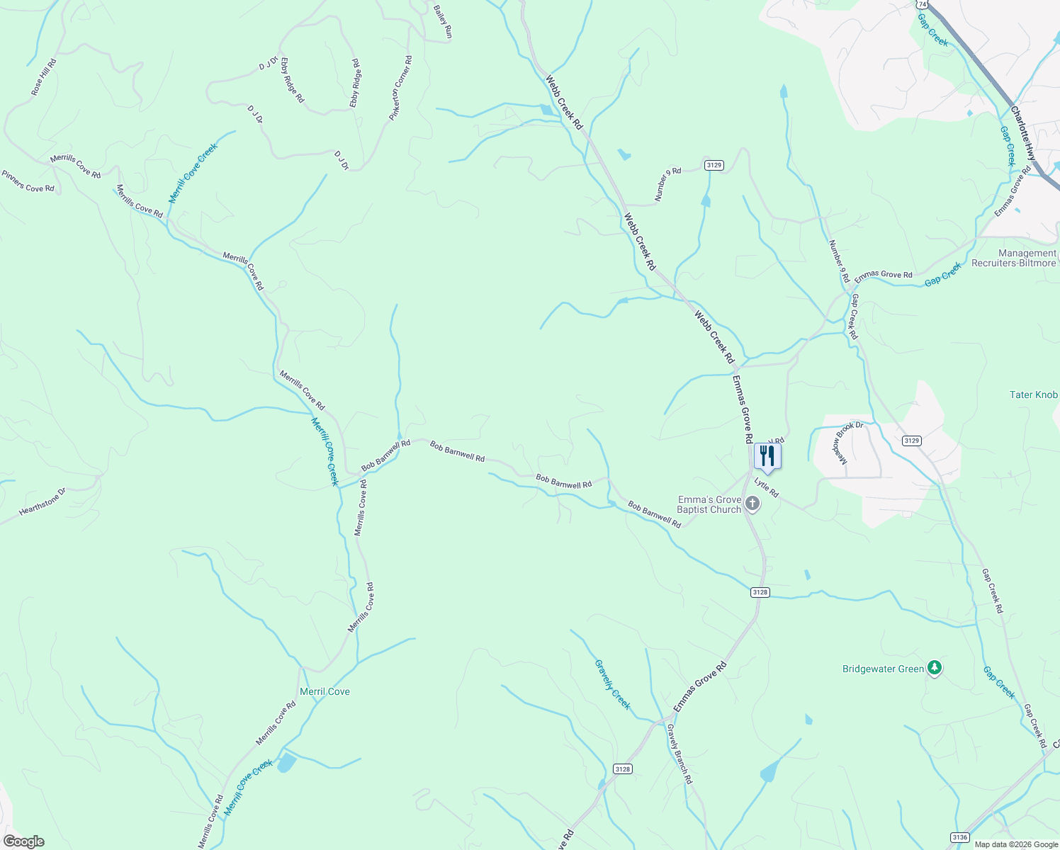 map of restaurants, bars, coffee shops, grocery stores, and more near 338 Bob Barnwell Road in Fletcher