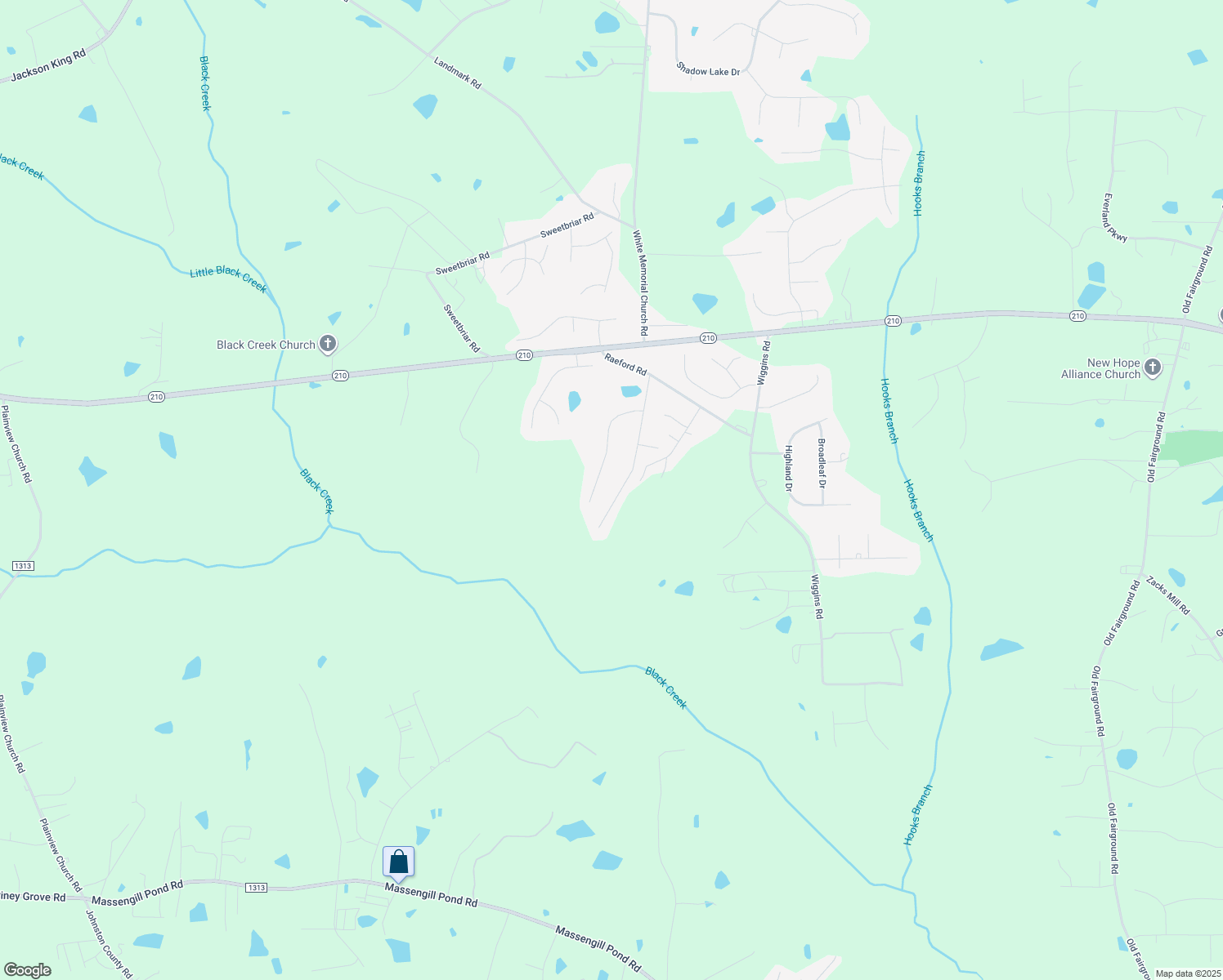 map of restaurants, bars, coffee shops, grocery stores, and more near 376 Cabin Grove Court in Angier
