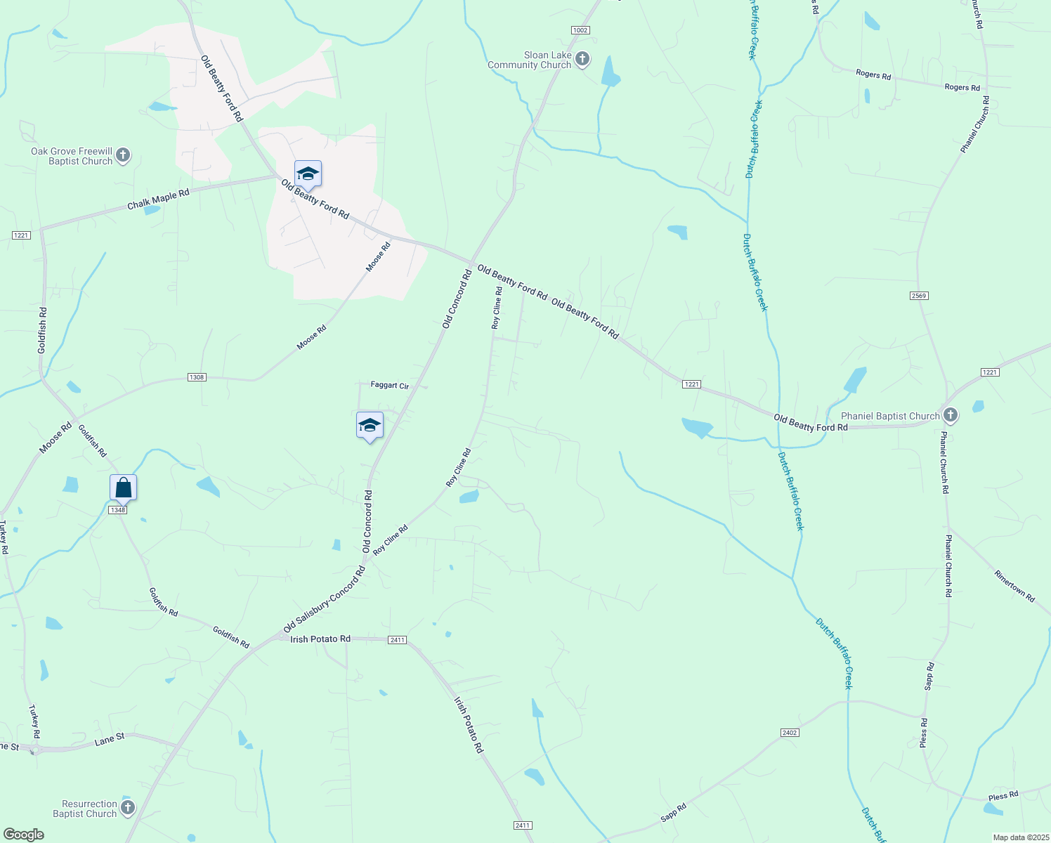 map of restaurants, bars, coffee shops, grocery stores, and more near 735 Roy Cline Rd in Rockwell