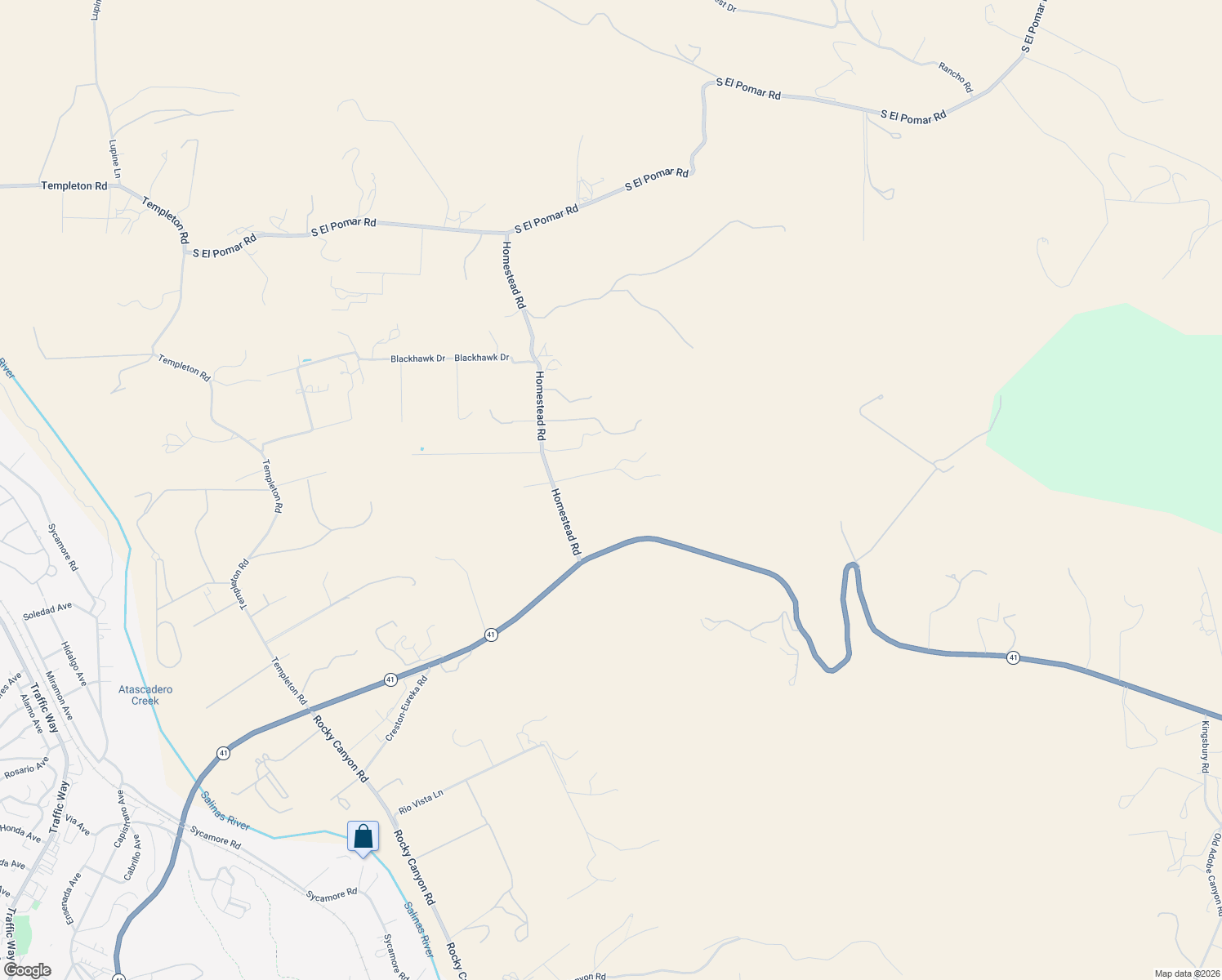 map of restaurants, bars, coffee shops, grocery stores, and more near 2750 Homestead Road in Templeton