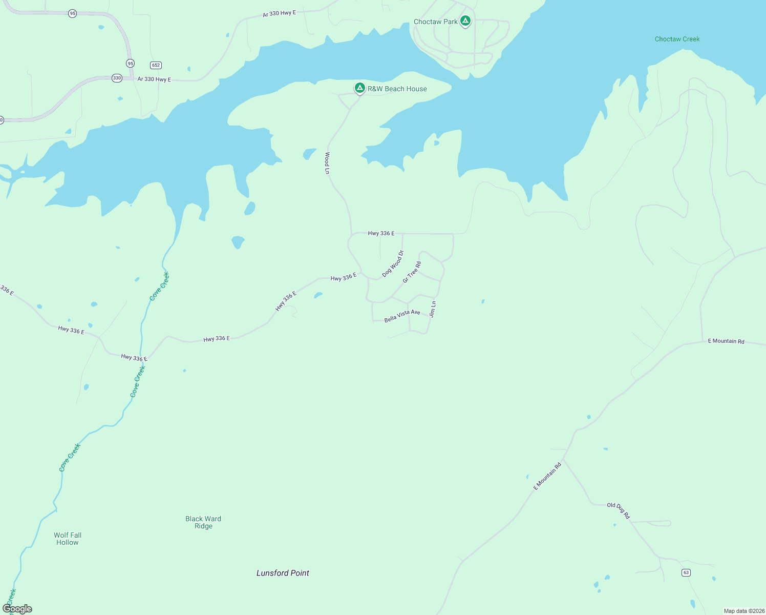 map of restaurants, bars, coffee shops, grocery stores, and more near 310 Gr Tree Road in Bee Branch