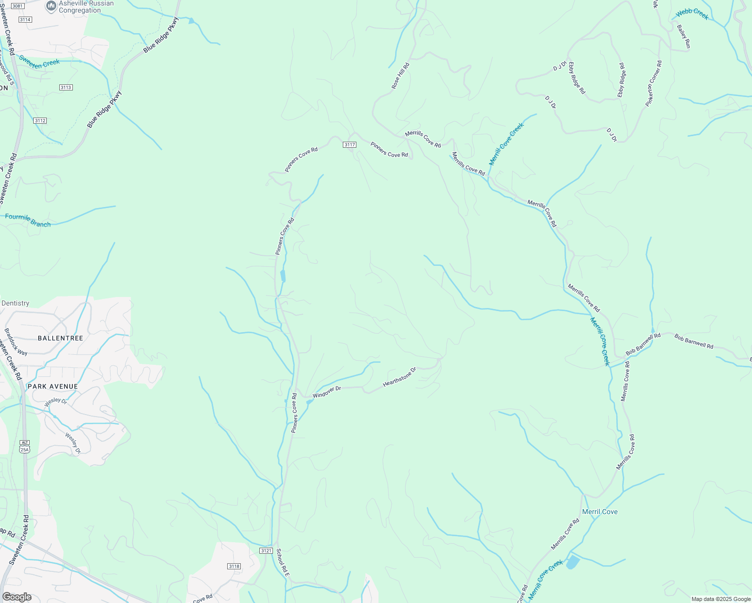 map of restaurants, bars, coffee shops, grocery stores, and more near 34 Crown Point Drive in Asheville
