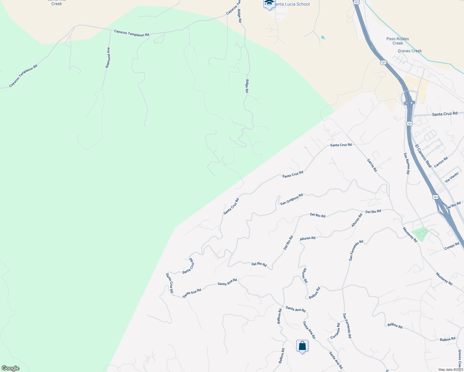 map of restaurants, bars, coffee shops, grocery stores, and more near 2985 White Oak Lane in Templeton