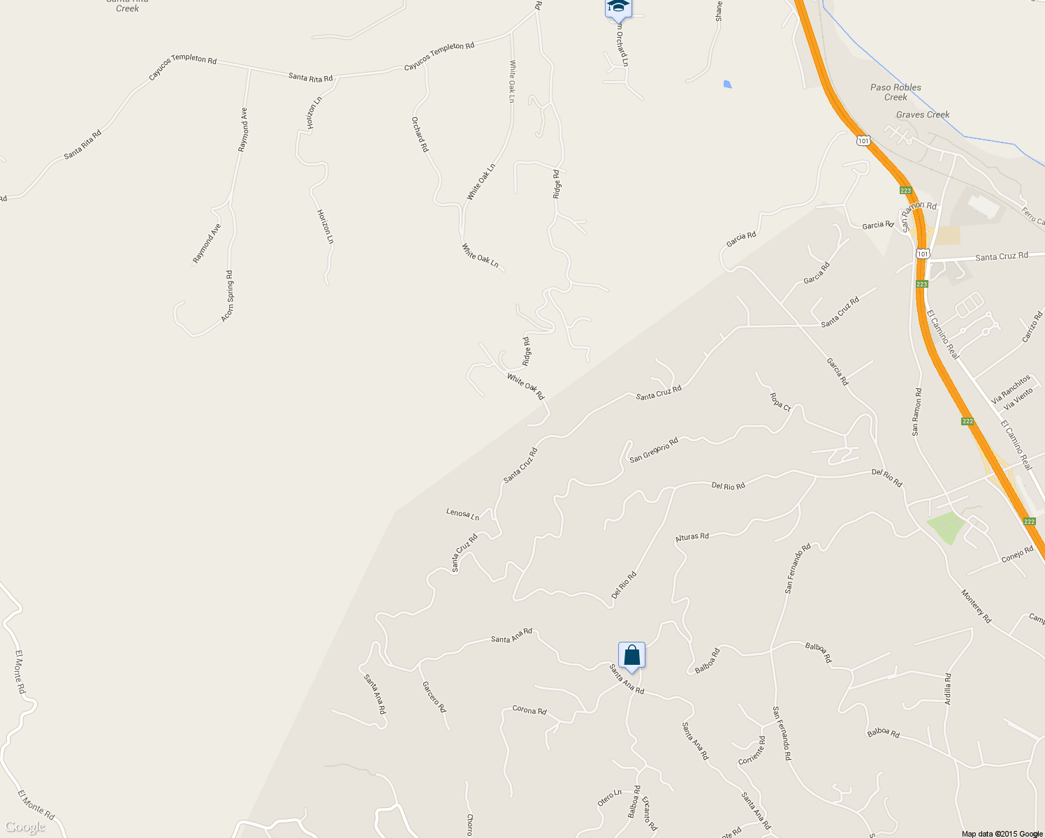 map of restaurants, bars, coffee shops, grocery stores, and more near 2985 White Oak Lane in Templeton